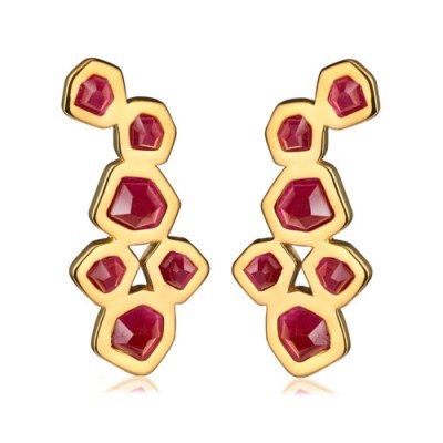 MONICA VINADER ~ PETRA COCKTAIL EARRINGS 18ct Gold Plated Vermeil on Sterling Silver set with pink quartz gemstones. Womens modern style jewelry | statement jewellery | gemstone drop earrings | luxe style accessories - flipped