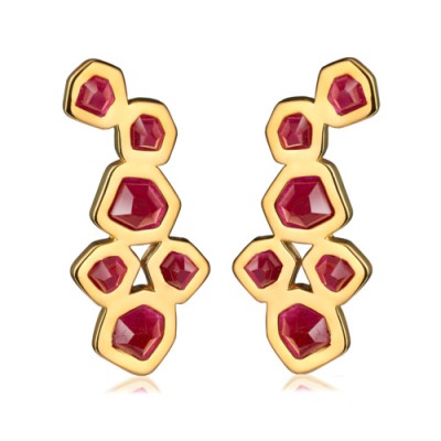 MONICA VINADER ~ PETRA COCKTAIL EARRINGS 18ct Gold Plated Vermeil on Sterling Silver set with pink quartz gemstones. Womens modern style jewelry | statement jewellery | gemstone drop earrings | luxe style accessories