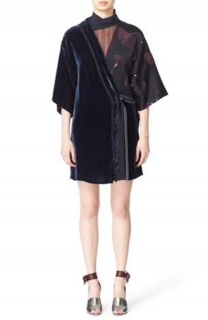 3.1 Phillip Lim Velvet Patchwork Kimono Dress in Sapphire…..love this stylish looking dress, it’s so feminine with the floral sequins combined with the luxurious velvet ~ designer luxury dresses ~ luxe fashion - flipped