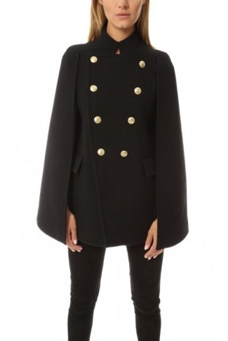 Pierre Balmain Cape black. Chic capes | Autumn/Winter fashion | designer outerwear | statement coats - flipped