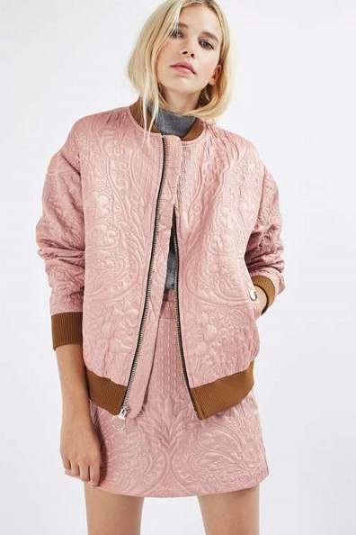 Topshop Pink Quilted Bomber Jacket. On trend jackets | casual outerwear trending now | autumn/winter 2016 fashion - flipped