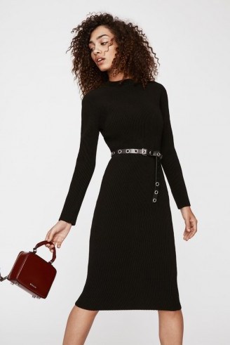 REBECCA MINKOFF ~ MAGRI DRESS in black rib knit. LBD | open back dresses | little black dress | Autumn knitwear - flipped