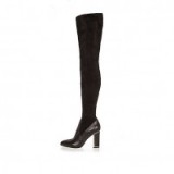 river island RI Studio black leather over-the-knee boots – on-trend footwear – Autumn fashion – high heeled – pointed toe – block heel