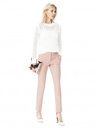 banana republic ryan-fit luxe brushed twill pink herringbone pant ~ slim fit trousers ~ luxury style light pink pants ~ chic autumn fashion ~ stylish and feminine - flipped