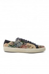 SAINT LAURENT COURT CLASSIC FLORAL TAPESTRY SNEAKERS – Taylor Swift street style – designer sports shoes – luxury trainers