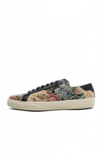 SAINT LAURENT COURT CLASSIC FLORAL TAPESTRY SNEAKERS – Taylor Swift street style – designer sports shoes – luxury trainers - flipped