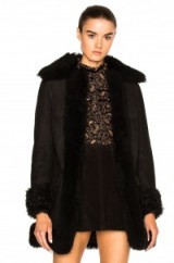 SAINT LAURENT BLACK SHEARLING COAT – fur coats – luxe winter outerwear – luxury fashion