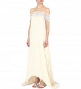 SELF-PORTRAIT Bardot off-the-shoulder wedding dress in off white. Bridal gowns – long wedding dresses