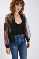 Topshop black sheer lace bomber jacket. Casual jackets | on-trend clothing | fashion trending now | weekend luxe style