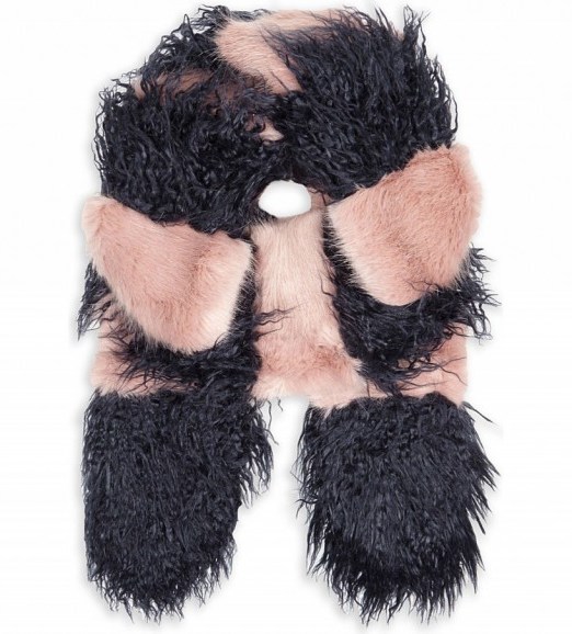 SHRIMPS Marine faux-fur scarf navy & rose – pink and blue fluffy scarves – winter accessories - flipped