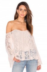 SKY Adrienne Top ~ pale pink lace ~ semi sheer bardot tops ~ off the shoulder blouses ~ feminine look fashion
