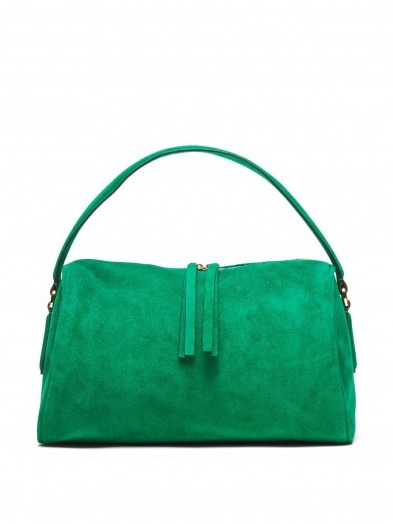 banana republic soft italian green suede shoulder bag ~ emerald green leather bags ~ chic style handbags ~ stylish accessories - flipped