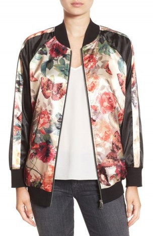 Standard Grace Reversible Bomber Jacket. Satin style jackets | casual fashion | floral prints | roses & butterflies