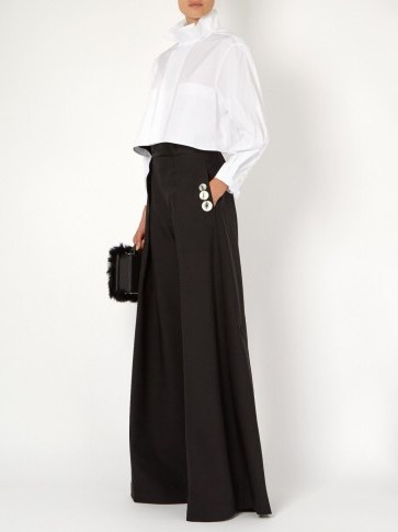 ELLERY Star 80 wide-leg trousers black. High waisted pants | chic style | designer fashion | button detail - flipped