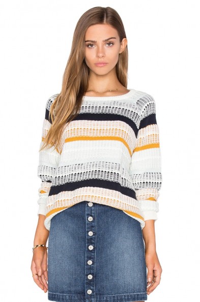 TULAROSA ~ CHEYENNE KNIT PULLOVER mixed stripe. Neutral striped jumpers | knitted fashion | knit overlay pullovers | neutrals | stripes | on-trend sweaters | Autumn fashion