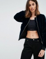 Vero Moda Velvet Bomber Jacket ~ casual fashion ~ soft fabric jackets ~ sports luxe ~ trends for Autumn 2016