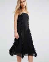 Warehouse Strappy Frill Dress black ~ lbd ~ frills ~ frilled slip dresses ~ front fuffles ~ ruffled ~ cami fashion ~ strappy ~ trending fashion