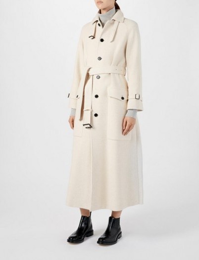 JOSEPH Oyster Cream Wool Viscose Coating Aster Coat. Luxe winter coats | womens belted outerwear | autumn/winter fashion | long stylish coats - flipped