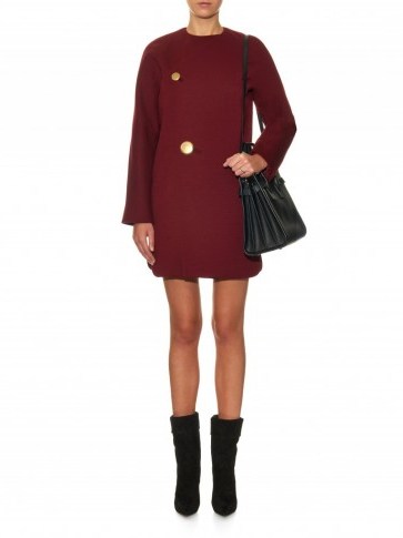 BALENCIAGA Wool-jersey cocoon-shaped coat in burgundy. Autumn colours | autumnal tones | designer outerwear | stylish coats - flipped