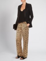 EQUIPMENT X Kate Moss Avery silk trousers ~ camel brown and black printed pants ~ wide leg ~ Autumn fashion