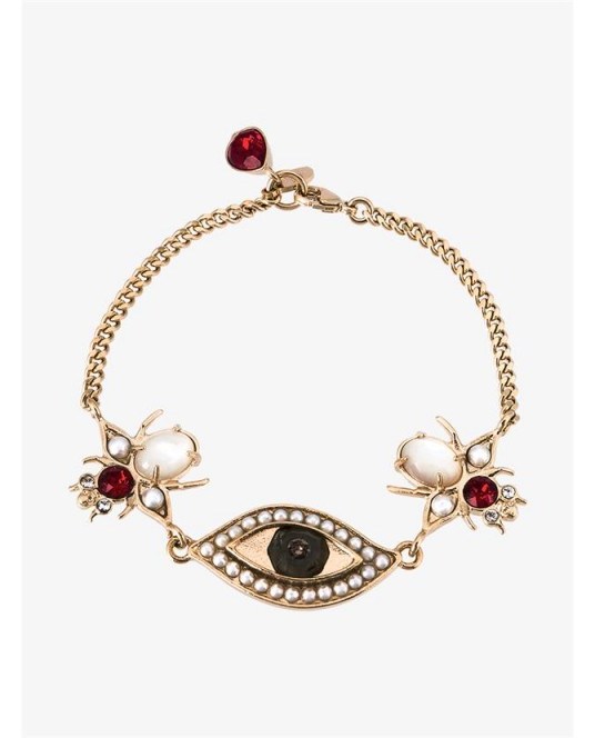 ALEXANDER MCQUEEN Swarovski Crystal & Faux Pearl Bracelet. Evil eye bracelets | designer fashion jewellery - flipped