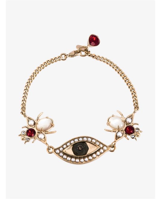 ALEXANDER MCQUEEN Swarovski Crystal & Faux Pearl Bracelet. Evil eye bracelets | designer fashion jewellery