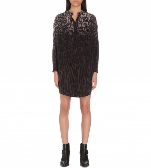 ALLSAINTS Animal-print silk shirt dress – designer dresses – printed fashion - flipped