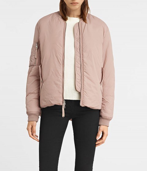AllSaints Tyne dusty pink bomber jacket - flipped