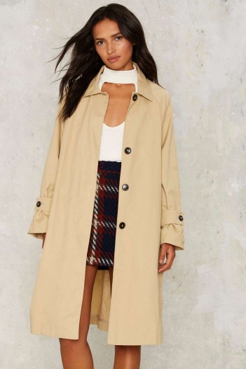 Nasty Gal Andrea Beige Trench Coat with side slits – stylish autumn ...