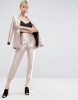 ASOS Ulitmate Pink Metallic Suit ~ trouser suits ~ cropped trousers ~ light pink jackets ~ blazers