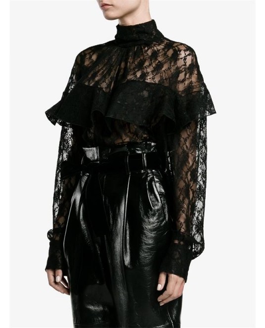 A.W.A.K.E. Lace Blouse with Frill | Trending fashion | Sheer frilly blouses | Current trends - flipped