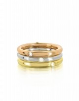BERNARD DELETTREZ 18K White, Yellow and Pink Gold Triple Secret Ring with Diamonds