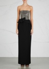 ARMANI COLLEZIONI Black strapless bead-embellished gown – red carpet style gowns
