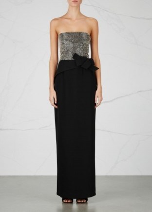 ARMANI COLLEZIONI Black strapless bead-embellished gown – red carpet style gowns - flipped