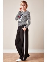 Goddiva x Alina Tsevina Black Jogger Pants with White and Grey Stripe ~ wide leg joggers ~ casual weekend fashion