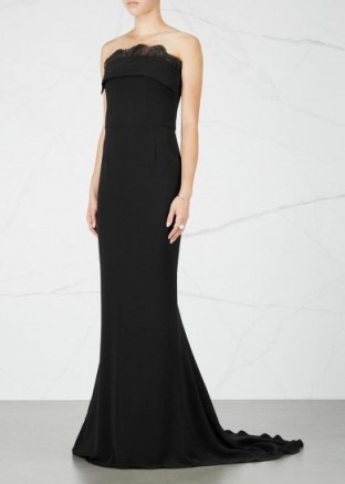 STELLA MCCARTNEY Black lace-trimmed cady gown – red carpet style fashion - flipped