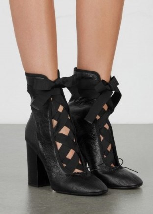 VALENTINO Black lace-up leather Ankle boots - flipped