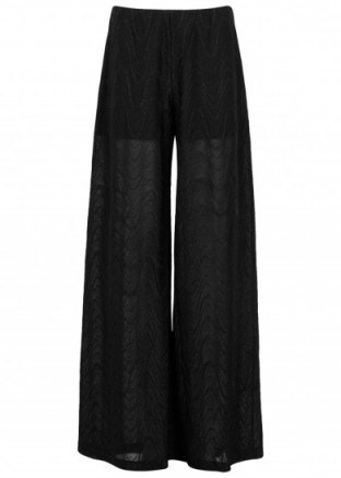M MISSONI Black metallic fine-knit wide-leg trousers - flipped