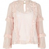 River Island Blush pink lace frill blouse