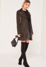 Missguided brown & black faux wool leopard biker coat. Animal prints | on-trend coats | autumn/winter outerwear | autumnal colours