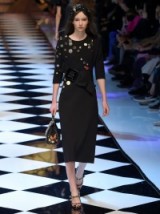 DOLCE & GABBANA Button-embellished wool-blend dress in black