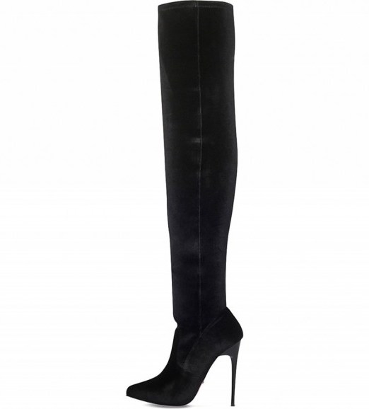 CARVELA Wowza black velvet over-the-knee boots - flipped