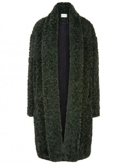 ISABEL MARANT ÉTOILE Dark Green Oversized Adams Pile Faux Fur Coat - flipped