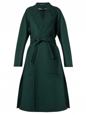 ROCHAS Forest- green double-faced waist-tie wool coat ~ chic winter wrap coats ~ quality designer clothing ~ classic style ~ wardrobe staple ~ essential classics - flipped