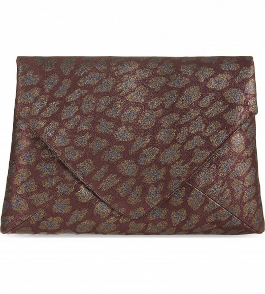 DRIES VAN NOTEN Glittering animal print suede envelope clutch – leopard prints – designer evening bags – luxe handbags - flipped