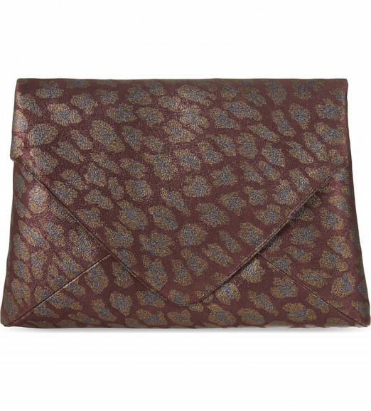 DRIES VAN NOTEN Glittering animal print suede envelope clutch – leopard prints – designer evening bags – luxe handbags