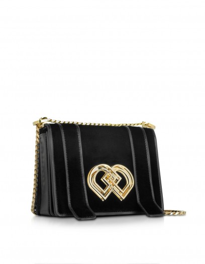 DSQUARED2 DD Medium Black Velvet Gold Chain Strap Shoulder Bag