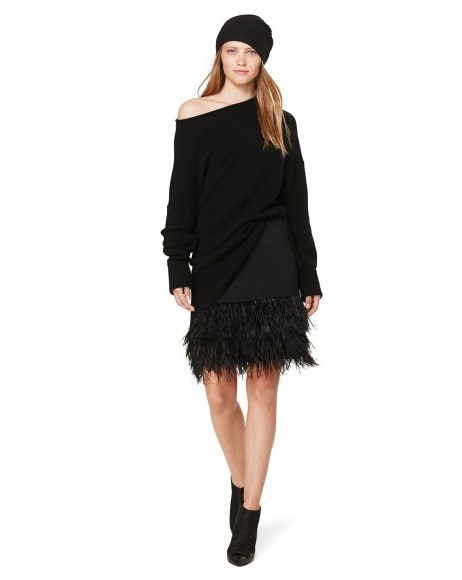 Ralph Lauren Polo – Black Feather Trim Ponte Skirt - flipped