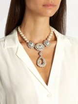 MIU MIU Flower crystal-embellished & faux pearl necklace ~ designer statement necklaces ~ crystal and pearls ~ luxe costume jewellery