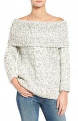 7 For All Mankind Off the Shoulder Cable Knit Sweater | Bardot jumpers | Knitwear trends